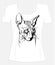 T-shirt design with black-white Canadian sphinx cat