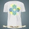 T-shirt design with blue exotic ornate cross on the yellow spot