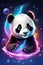 T-shirt design, cute, adorable, panda, animal creatures, nebula, 