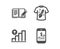 T-shirt design, Feedback and Graph chart icons. Mobile finance sign. Painting, Book with pencil, Growth report. Vector