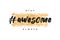 T-shirt design with gold glitter texture and slogan - stay awesome always. Typography graphics for tee shirt with glittering