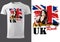 T-shirt Design with Guitarist Girl in Front of UK Flag