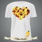 T-shirt design with heart made of apples