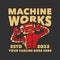 T shirt design machine works with robot and gray background