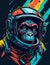 T-shirt design with monkey astronaut. AI generated illustration