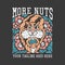 t shirt design more nuts with squirrel carrying a nut with gray background