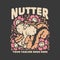 t shirt design nutter with squirrel carrying a nut with gray background