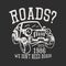 t shirt design roads we dont need roads estd 1986 with jeep car and gray background vintage illustration