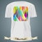 T-shirt design with rounded square made of colorful pyramids