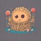 T-shirt design of spaghetti monster with cute post, adorable, kawaii, 2d cute, fantasy, sticker, foodie