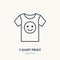 T-shirt flat line icon. Branding clothes sign. Thin linear logo for printery, design studio