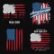 T-shirt graphic design with american flag and grunge texture. New York typography shirt design