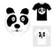 T-shirt graphic design. Black and white panda vector