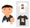 T-shirt graphic design. cartoon with thump down - Vector