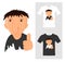 T-shirt graphic design. cartoon with thump up - Vector