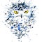 T-shirt graphics/cute snowy owl, illustration watercolor