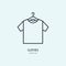 T-shirt on hanger icon, clothing shop line logo. Flat sign for apparel collection. Logotype for laundry, clothes