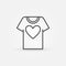 T-shirt with heart line icon. Vector Volunteering tshirt sign