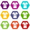 T-shirt i love LGBT icon set color hexahedron