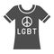 T-shirt with pacifism symbol and text lgbt solid icon, LGBT concept, cloth with lesbian pride print sign on white