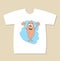 T-shirt print design with a Batata rising hands ready to hug