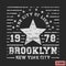 T-shirt print design. Brooklyn star vintage stamp. Printing and badge, applique, label, t shirts, jeans, casual and urban wear