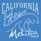 T-shirt Printing design, typography graphics Summer vector illustration Badge Applique Label California Malibu beach surf riders