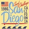 T-shirt Printing design, typography graphics Summer vector illustration Badge Applique Label California San Diego sign