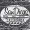 T-shirt Printing design, typography graphics Summer vector illustration Badge Applique Label California San Diego surf sign