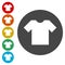 T-shirt sign icon. Clothes symbol. Round colourful buttons