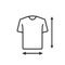 T-shirt size line icon. Unisex clothing. Arrow symbol. Vector