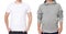 T shirt and sweatshirt template. Men in white tshirt and in grey hoody. Front view. Mock up isolated on white background. Copy