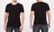 T-shirt template black. Front and back view. Mock up isolated on white background.