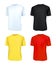 T-shirt template set, front view. Realistic vector illustration. Sport clothing. Casual men wear.