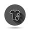 T-shirt washing icon in flat style. Clothes dry vector illustration on black round background with long shadow effect. Shirt
