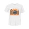 T-shirt white color mockup isolated from background with camera colored