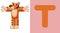 T is for Tiger. Letter T. Tiger, cute illustration. Animal alphabet.