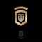 T and U monogram in a heraldic shield. Team of University emblem. Sport team logo.