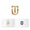 T and U monogram. T letter U letter as a gold shield. Digital logo. Flat style emblem.