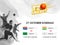 T20 Cricket Match Schedule With Participating Countries And Blurred Cricketer Players On Grey