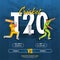T20 Cricket Match Between Team A VS B With Winning Silver Trophy Cup, Faceless Batsman, Bowler Player On Blue Grunge