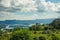 Ta Dung lake in the summer. Blue sky and cloudy on the lake and the trees on the small island paradise. Dak Nong global geological