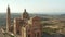 Ta Pinu Church Sand Beige Colored Basilica on Gozo, Malta in beautiful Afternoon Sunlight, Aerial dolly slide right