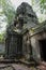 Ta Prohm, part of Khmer temple complex, Asia. Siem Reap, Cambodia. Ancient Khmer architecture in jungle.