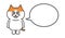 Tabby cartoon cat tweeted something with a speech bubble. Vector illustration.