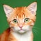 Tabby orange kitty yellow green eyes cat fluffy character portrait