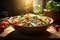 Table adorned with a colorful, inviting bowl of crisp salad