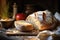 A table adorned with a just-baked loaf of bread. AI Generated