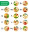 Table of all vitamins and minerals, foods containing them vector icon flat isolated illustration