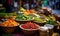 Table With Assorted Vegetable-filled Bowls